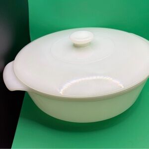 Anchor Hocking Fire King Ovenware - White Covered Casserole Dish - Vintage